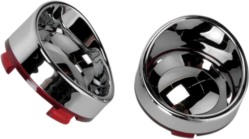 Drag Specialties - Drag Specialties Visor style Bezel and Lens for Deuce style Turn Signals - Red/Mirror - 2020-0401