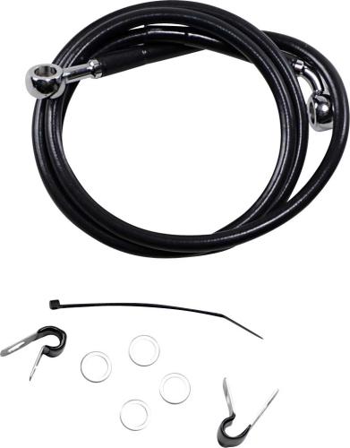 Drag Specialties - Drag Specialties Extended Stainless Steel Front Brake Line Kit - Black Vinyl Coated - 48 3/8in. - 660313-10BLK
