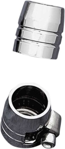 Drag Specialties - Drag Specialties Grooved Chrome Hose Ends with Clamps - 1/4in - 03-6203CG-BC202