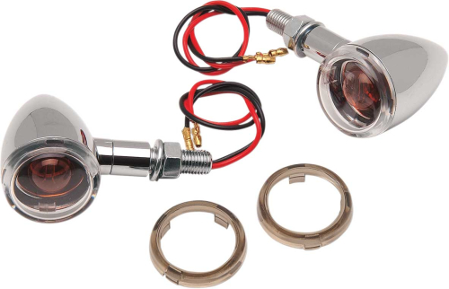 Drag Specialties - Drag Specialties Mini Deuce Marker Lights with Stud Mount - Chrome Housing - Clear/Smoke Lens - 20-6390C/M1