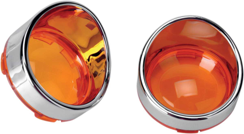 Drag Specialties - Drag Specialties Visor style Bezel and Lens for Deuce style Turn Signals - Amber - 2020-0397