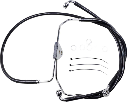 Drag Specialties - Drag Specialties Extended Stainless Steel Front Brake Line Kit - Black Vinyl Coated - 15 3/8in./27in. - 620085-4BLK