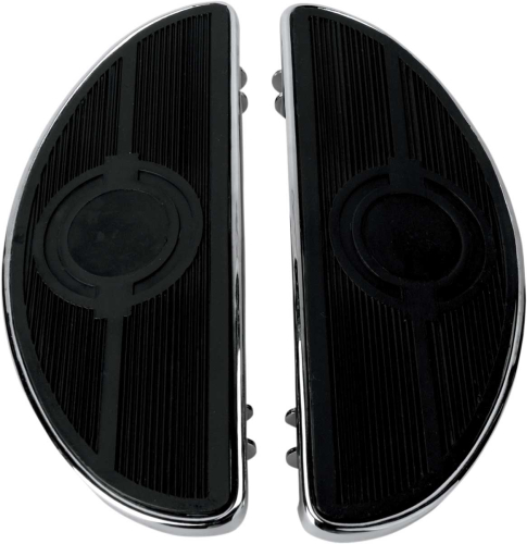 Drag Specialties - Drag Specialties Half-Moon Floorboards without Vibration Inserts - Chrome - 17-0418N