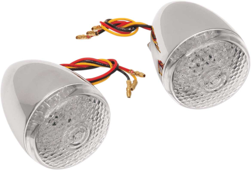 Drag Specialties - Drag Specialties Front Deuce-Style DOT-approved LED Turn Signal Kit - Amber LED - Clear lens - 20-6579BCLED