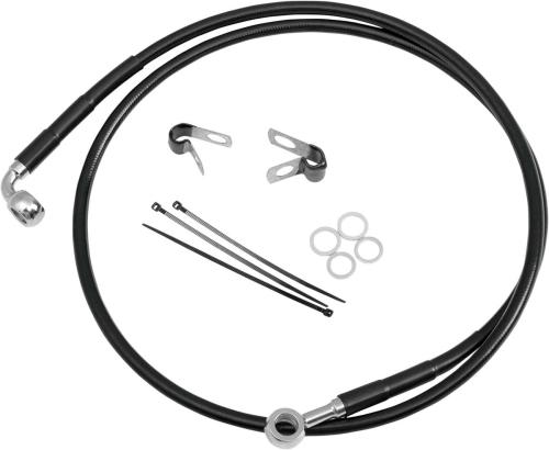 Drag Specialties - Drag Specialties Standard Length Front Stainless Steel Brake Line Kit - Black Vinyl - 640115-BLK