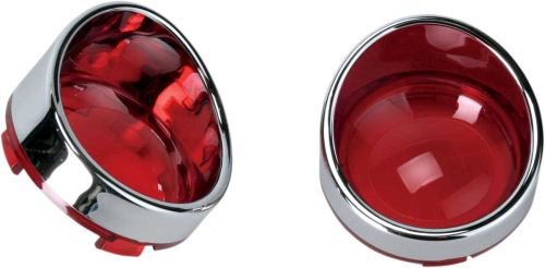 Drag Specialties - Drag Specialties Visor style Bezel and Lens for Deuce style Turn Signals - Red - 2020-0398