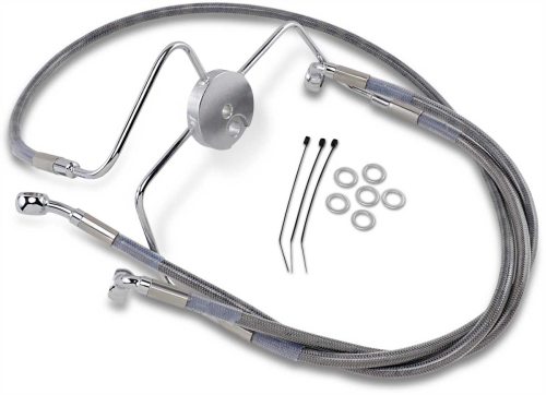 Drag Specialties - Drag Specialties Extended Stainless Steel Front Brake Line Kit - Clear Coated - 16in./40in. - 644410-10