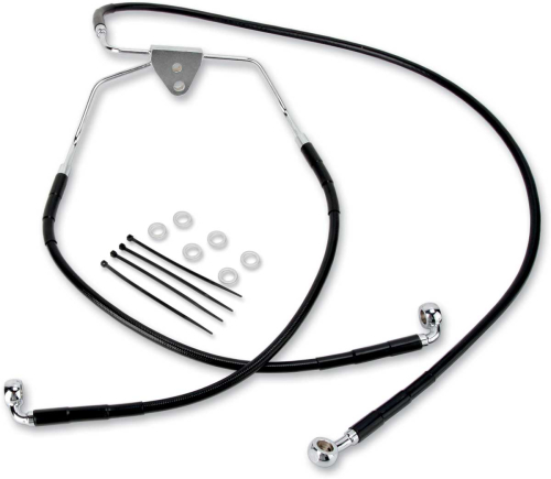 Drag Specialties - Drag Specialties Extended Stainless Steel Front Brake Line Kit - Black Vinyl Coated - 15 3/8in./33in. - 620085-10BLK