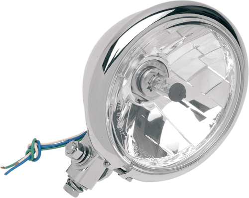 Drag Specialties - Drag Specialties 5 3/4in. Diamond-Style Bottom-Mount Headlight - Chrome - Clear Lens - 2001-0099
