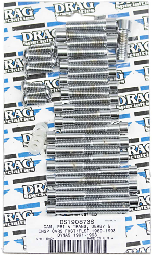 Drag Specialties - Drag Specialties Cam, Primary, Trans, Inspection, Derby Cover Chrome Socket-Head Bolt Set - Smooth - MK197S