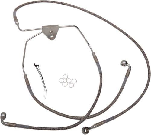 Drag Specialties - Drag Specialties Extended Stainless Steel Front Brake Line Kit - Clear Coated - 15 3/8in./31in. - 620085-8