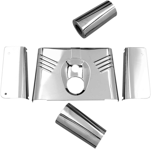 Drag Specialties - Drag Specialties 5-Piece Fork Tins - Ribbed - Chrome - 74157-BX-LB2