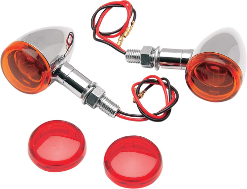 Drag Specialties - Drag Specialties Mini Deuce Marker Lights with Stud Mount - Chrome Housing - Amber/Red Lens - 20-6390A/R1