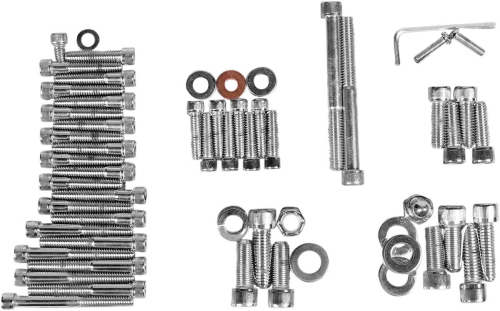 Drag Specialties - Drag Specialties Complete Motor Chrome Socket-Head Bolt Set - Knurled - MK105