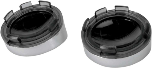 Drag Specialties - Drag Specialties Visor style Bezel and Lens for Deuce style Turn Signals - Smoke/Mirror - 2020-0402