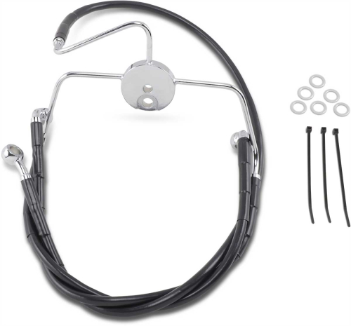 Drag Specialties - Drag Specialties Extended Stainless Steel Front Brake Line Kit - Black Vinyl Coated - 16in./34in. - 644410-4BLK