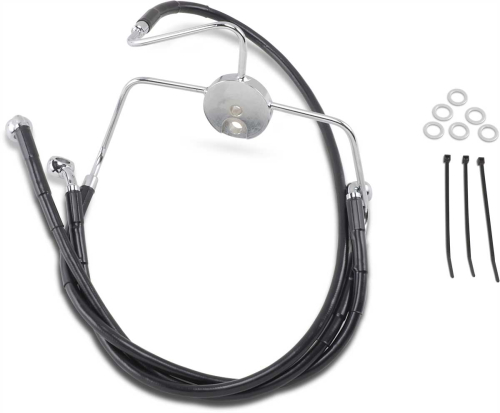 Drag Specialties - Drag Specialties Extended Stainless Steel Front Brake Line Kit - Black Vinyl Coated - 16in./32in. - 644410-2BLK