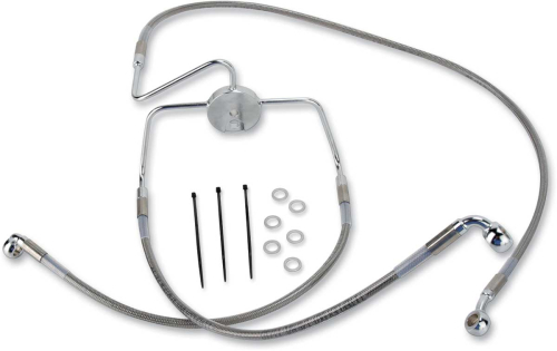 Drag Specialties - Drag Specialties Extended Stainless Steel Front Brake Line Kit - Clear Coated - 16in./32in. - 644410-2