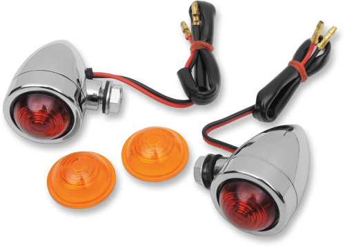 Drag Specialties - Drag Specialties Custom Bullet Marker Lights - Chrome Housing - Amber/Red Lens - 20-6592H