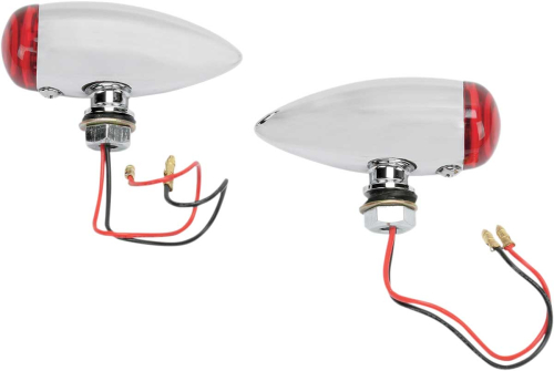 Drag Specialties - Drag Specialties Chrome Marker Lights - Smooth - Red lens - Red LED - 20-6589SRLED