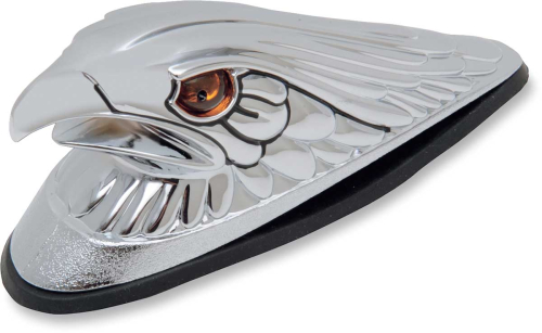 Drag Specialties - Drag Specialties Eagle Head Front Fender Ornament with Gold Eagle Head and Amber Lighted Eyes - 72924-SC3