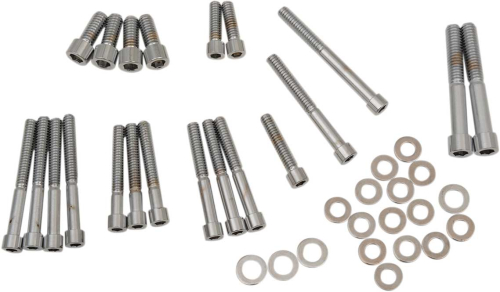 Drag Specialties - Drag Specialties Cam, Crankcase, Sprocket Cover and Rear master Cylinder Mount Chrome Socket-Head Bolt Set - Smooth - MK265S