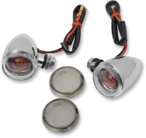 Drag Specialties - Drag Specialties Mini Deuce Marker Lights with Bolt Mount - Chrome Housing - Clear/Smoke Lens - 20-6390C/MH