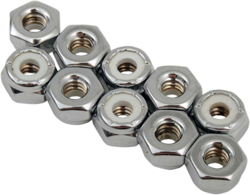 Drag Specialties - Drag Specialties Chrome Nylon Insert Nuts - 10-24 - MPB271