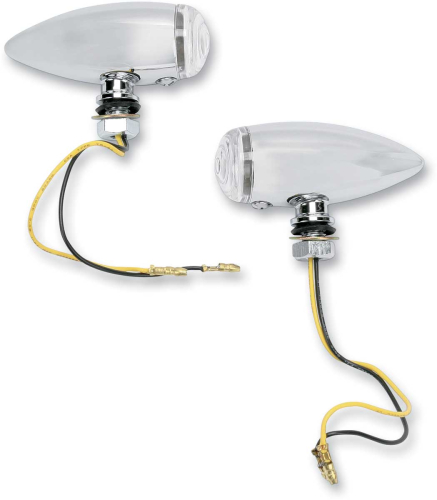 Drag Specialties - Drag Specialties Chrome Marker Lights - Smooth - Clear lens - Amber LED - 20-6589SCLED
