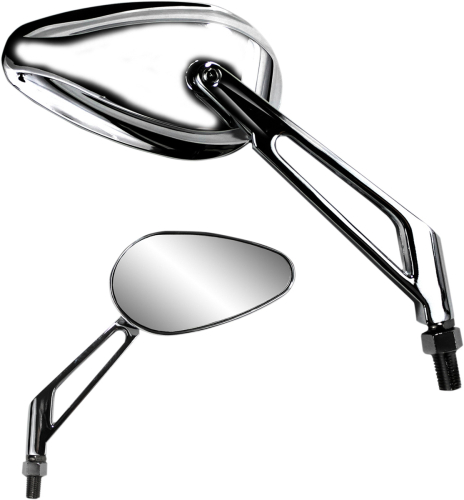 Parts Unlimited - Parts Unlimited X-Treme Mini Teardrop Mirror - Billet Style - Chrome - 0640-0962