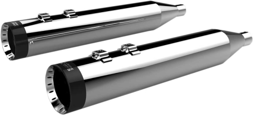 Khrome Werks - Khrome Werks 4.50in. HP-Plus Slip-Ons - Chrome with Black Turbine Billet End Caps - 202795