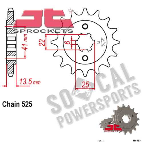 JT Sprockets - JT Sprockets Steel Front Sprocket - 16T - JTF293.16