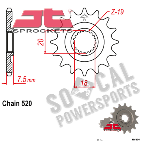 JT Sprockets - JT Sprockets Steel Front Sprocket - 14T - JTF326.14