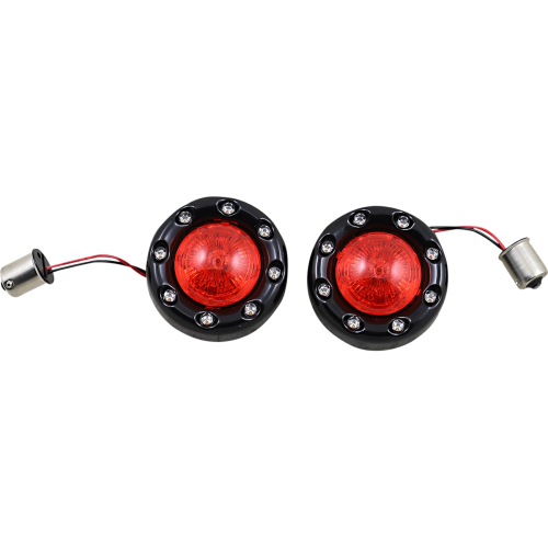 Custom Dynamics - Custom Dynamics ProBeam Bullet Ringz Rear Turn Signal Inserts - Gloss Black, Red Lens - PB-BR-RR 56-BR