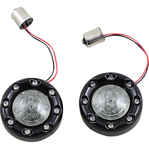 Custom Dynamics - Custom Dynamics ProBeam Bullet Ringz Rear Turn Signal Inserts - Gloss Black, Smoke Lens - PB-BR-RR 56-BS