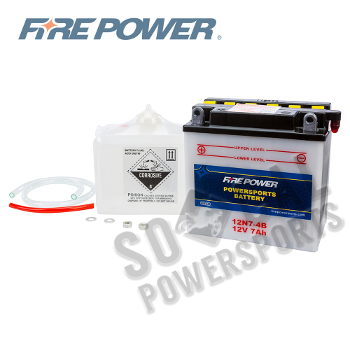 Fire Power - Fire Power Conventional 12V Standard Battery with Acid Pack - 12N7-4B
