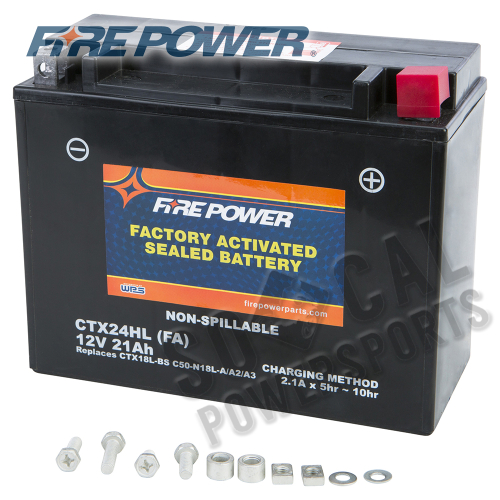 Fire Power - Fire Power Factory Activated Maintenance Free Sealed Battery - CTX24HL-BS(FA)
