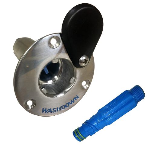 Jabsco - Jabsco Stainless Steel Quick-Release Hose Deck Mount Fitting &amp; Hose Adapter