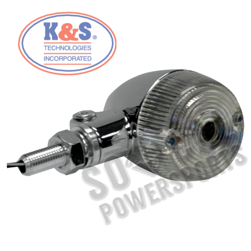 K&S Technologies - K&S Technologies Chrome Aluminum Marker Lights - Round #1 with Clear Lens - Single Filament - 25-8321CM