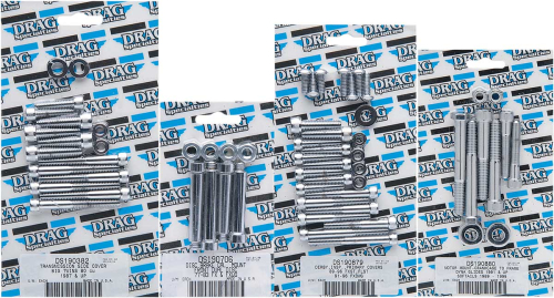 Drag Specialties - Drag Specialties Transmission Side Cover Chrome Socket-Head Bolt Set - Knurled - MK344