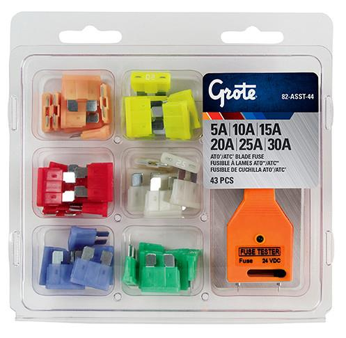 Grote - Grote ATC Blade Style Standard Fuses - 42 Piece Assortment with Tester - 82-ASST-44