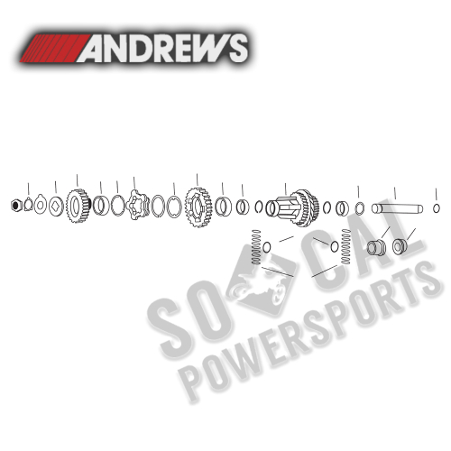 Andrews - Andrews 1st and 2nd Gear Countershaft Clutch Gear for 4-Speed Big Twin (7) - 205120