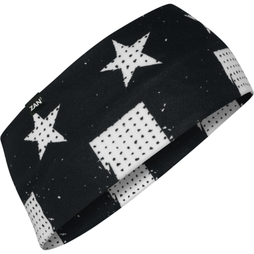 Zan Headgear - Zan Headgear Sportflex Series Headband - HBL091 - Black and White Flag - OSFM