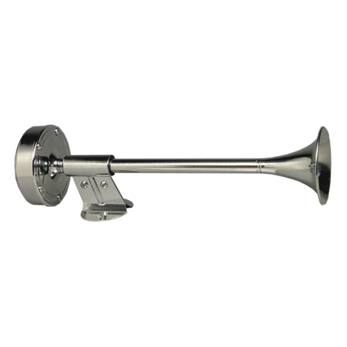 Schmitt & Ongaro Marine - Schmitt &amp; Ongaro Deluxe All-Stainless Shorty Single Trumpet Horn - 12V
