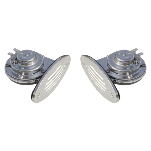 Schmitt & Ongaro Marine - Schmitt &amp; Ongaro Mini SS Dual Drop-In Horn w/SS Grills High &amp; Low Pitch