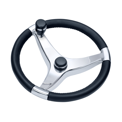 Schmitt & Ongaro Marine - Schmitt &amp; Ongaro Evo Pro 316 Cast Stainless Steel Steering Wheel w/Control Knob - 15.5" Diameter