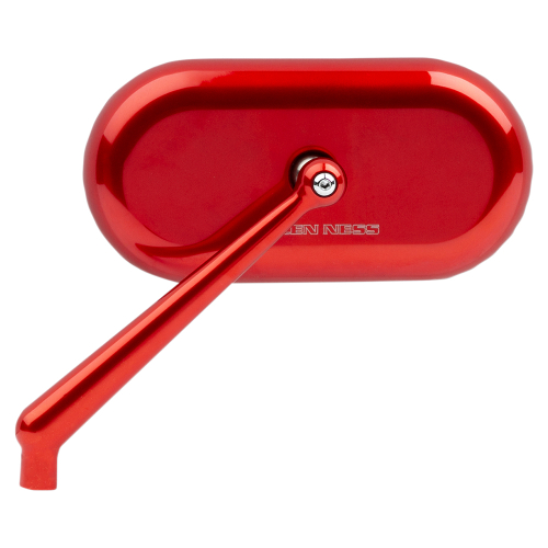 Arlen Ness - Arlen Ness Forged Oval Short Stem Billet Mirror - Left - Red Anodized - 13-176