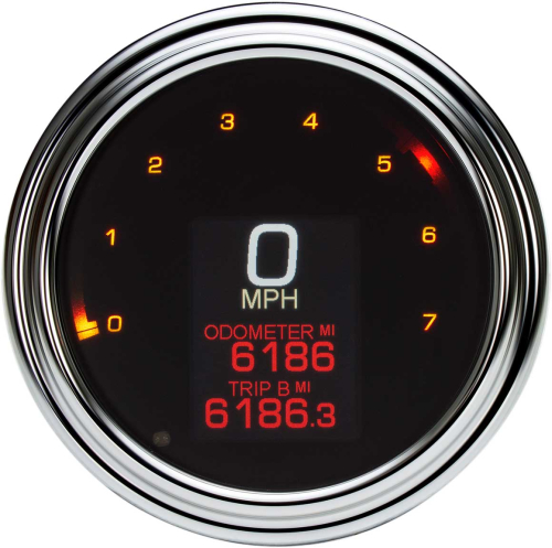 Dakota Digital - Dakota Digital MLX Series Gauge Speedometer/Tachometer - Fatbob - Chrome - MLX-2000