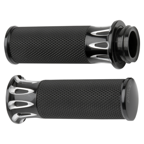 Arlen Ness - Arlen Ness Fusion Series Grips - Deep Cut - Black - 07-319