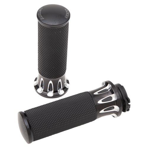 Arlen Ness - Arlen Ness Fusion Series Grips - Deep Cut - Black - 07-317